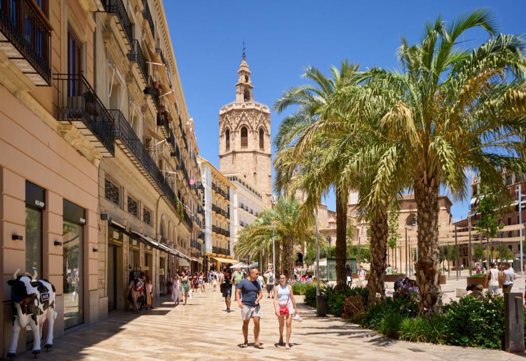 Valencia 1 Central square with Michelet tower in Valencia's historic centre, steps from the region's boutique wedding venues